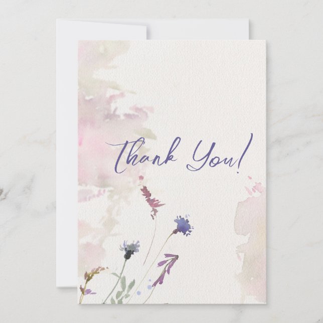 Floral Pastel Wildflowers Thank You Card (Front)