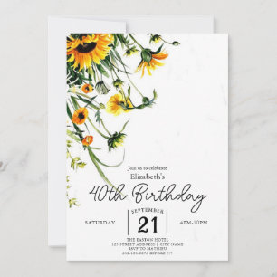 Floral Pastels Wildflowers 40th birthday Invitation