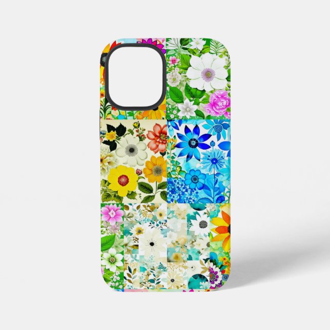 Floral Patchwork Art Watercolor Flowers iPhone Case (Back)