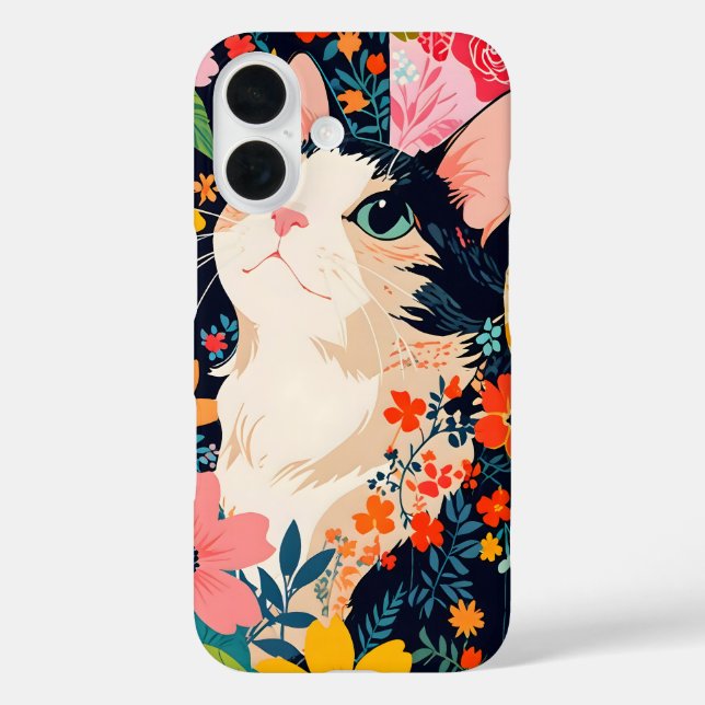 Floral Patchwork Cat Case-Mate iPhone Case (Back)