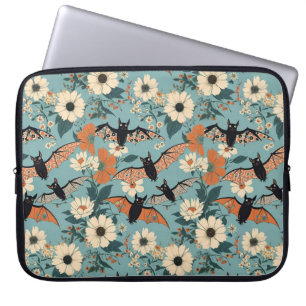 Floral Patchwork Halloween Bats & Flowers Laptop Sleeve