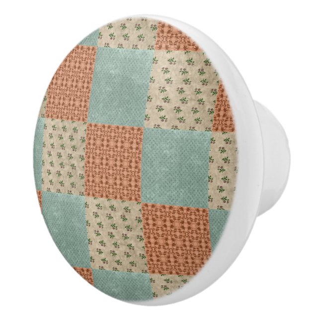 Floral Patchwork Pattern Ceramic Knob (Right)