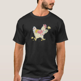 Floral Patchwork Pattern Chicken Quilter 1 T-Shirt