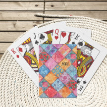 Floral Patchwork Print Playing Cards