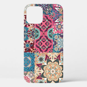 Floral patchwork: vintage chequered pattern. iPhone 12 case