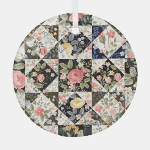 Floral Patchwork: Vintage Mix Glass Tree Decoration
