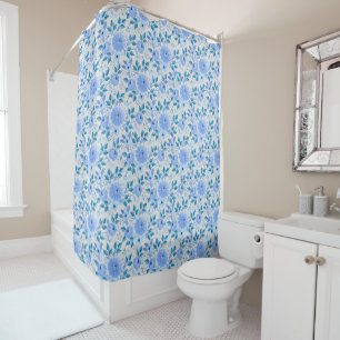 Floral pattern.06.FR. Lblue offwhite BG Shower Curtain