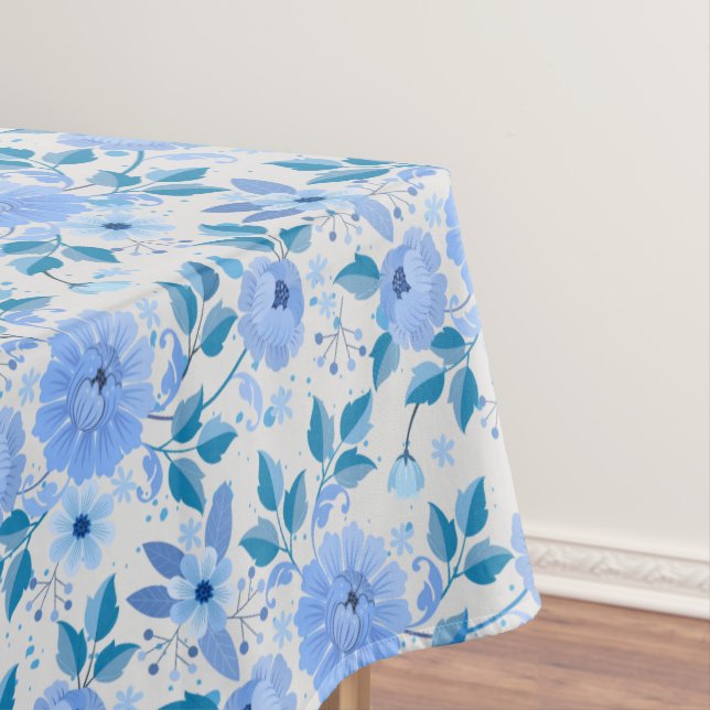 Floral pattern.06.FR. Lblue offwhite BG Tablecloth (In Situ)