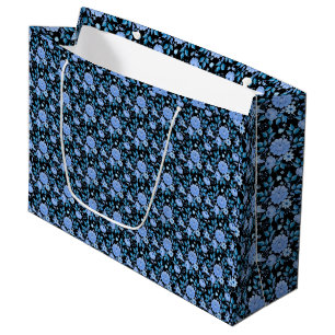 Floral pattern.06.FR. Lbluex4. Black BG Large Gift Bag