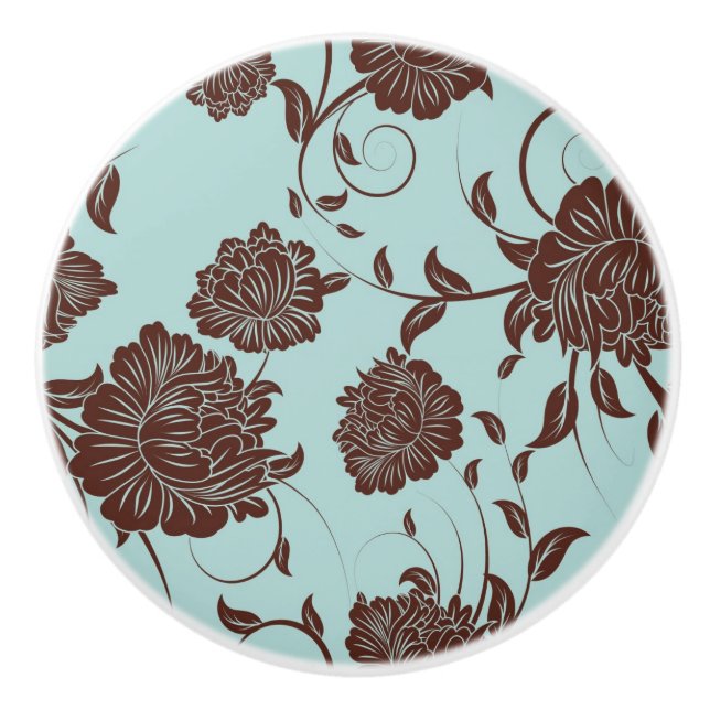 Floral Pattern 10 Ceramic Knob (Front)