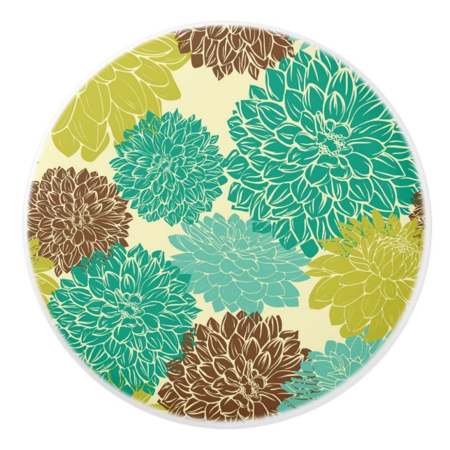 Floral Pattern 11 Ceramic Knob (Front)