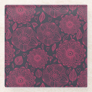 Floral Pattern 12 Glass Coaster