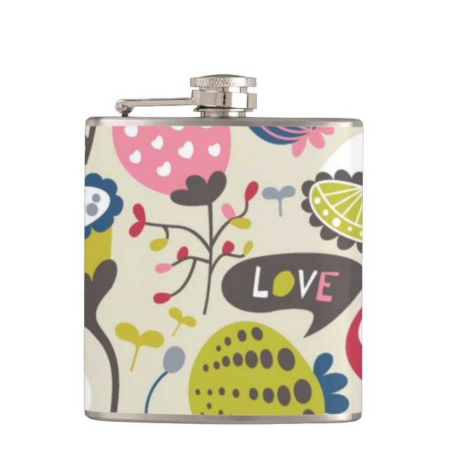 Floral Pattern 12 Hip Flask (Front)