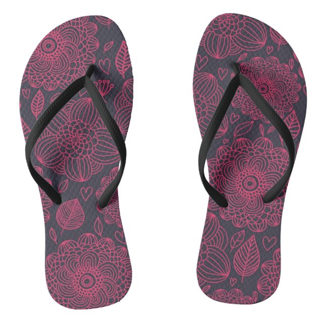 Floral Pattern 13 Flip Flops (Footbed)