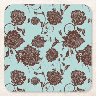 Floral Pattern 13 Square Paper Coaster