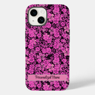 Floral pattern 15.Pink Black BG PS Case-Mate iPhone 14 Case