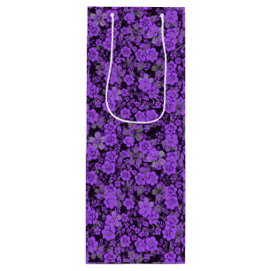 Floral pattern 15.Purple.b Black BG Wine Gift Bag