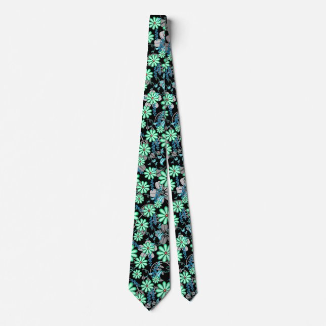 Floral pattern 17.b Black BG Tie (Front)