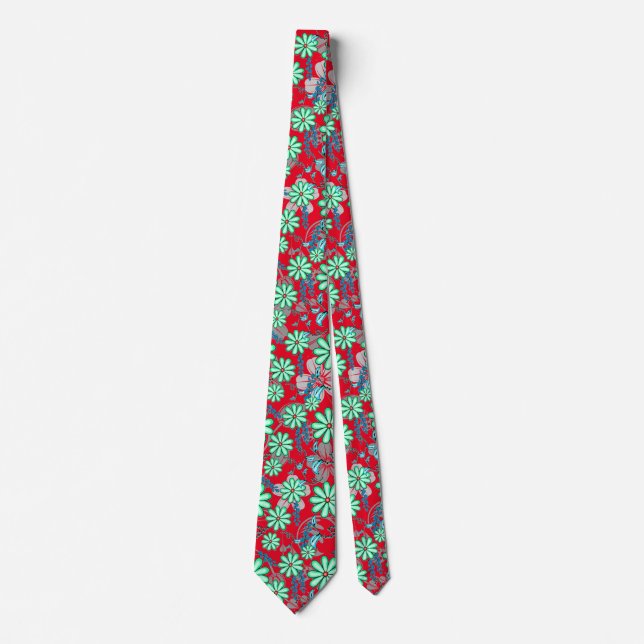 Floral pattern 17.b Red BG Tie (Front)