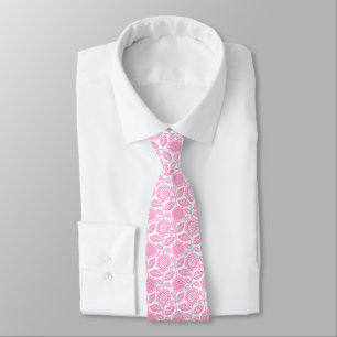Floral Pattern 280313 - Pink on White Tie
