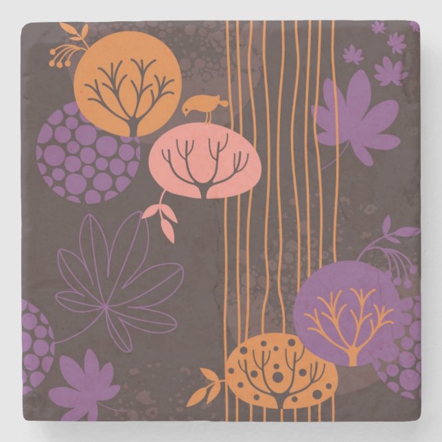 Floral pattern 2 3 stone coaster (Front)