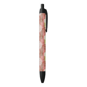 Floral pattern 2 black ink pen