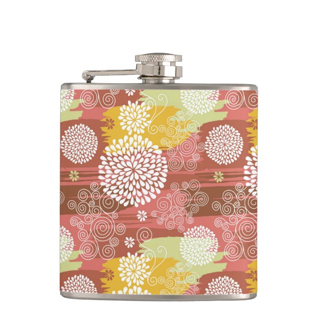 Floral pattern 2 hip flask (Front)
