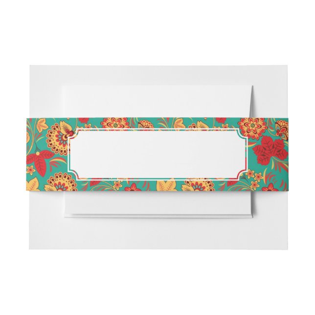 Floral pattern 2 invitation belly band (Front Example)