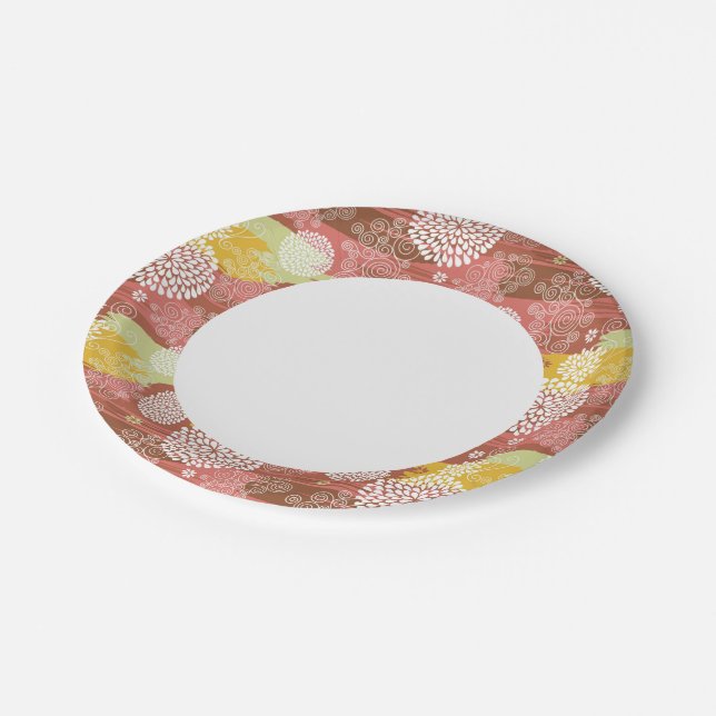 Floral pattern 2 paper plate (Angled)