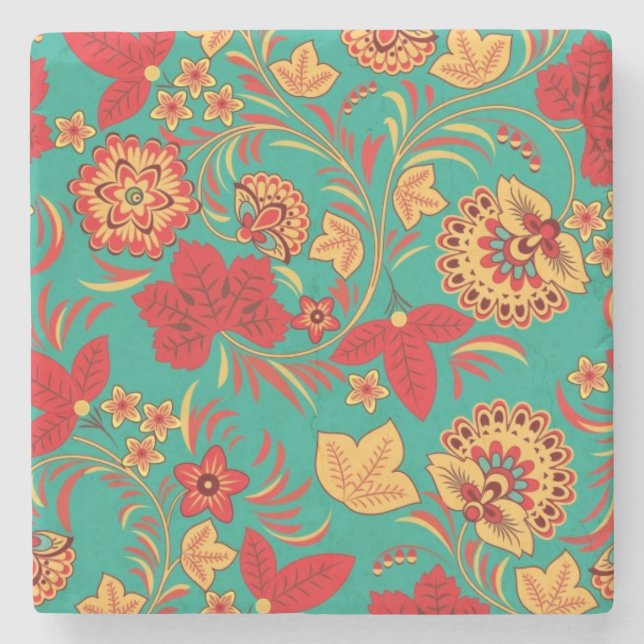 Floral pattern 2 stone coaster (Front)