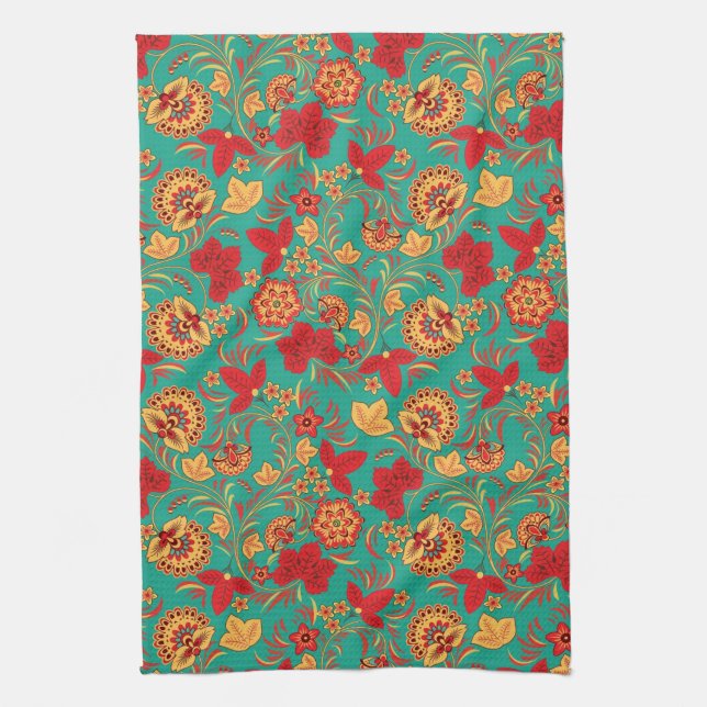 Floral pattern 2 tea towel (Vertical)