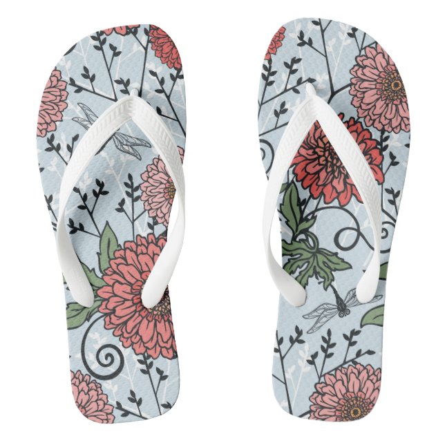 Floral pattern 3 flip flops (Footbed)