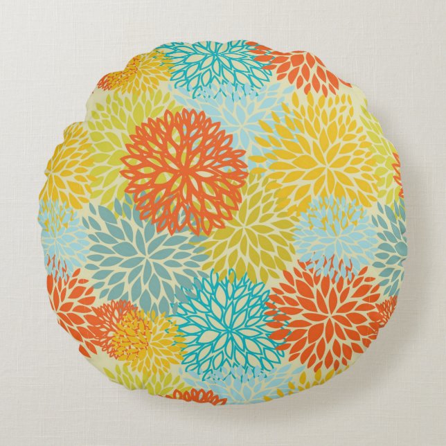 Floral pattern 3 round cushion (Front)