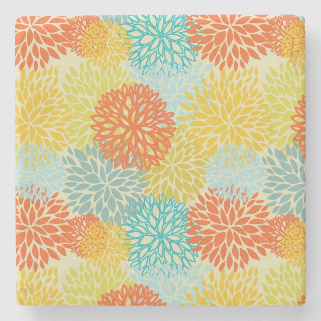 Floral pattern 3 stone coaster (Front)