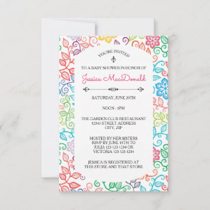 Floral Pattern - 3x5 Baby Shower Invitation