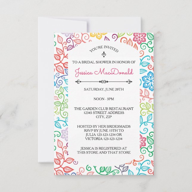 Floral Pattern - 3x5 Bridal Shower Invitation (Front)