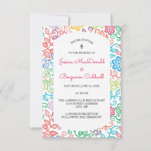 Floral Pattern - 3x5 Wedding Invitation