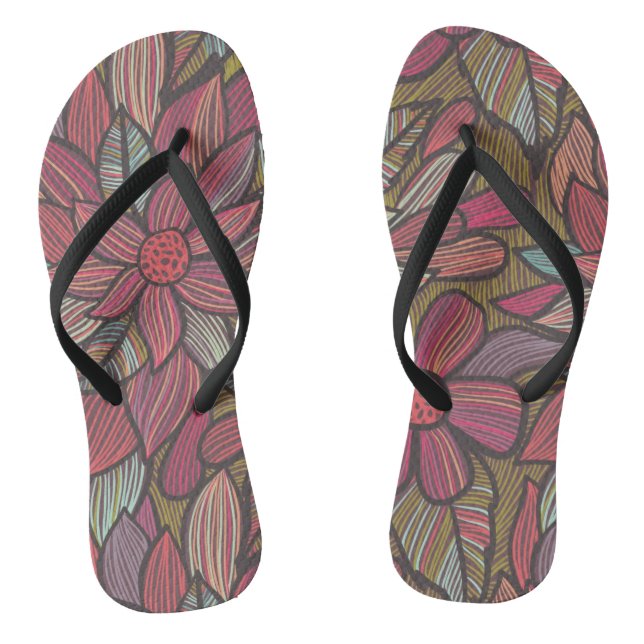 Floral pattern 4 2 flip flops (Footbed)