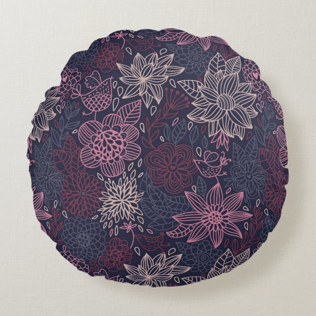Floral pattern 4 2 round cushion (Front)