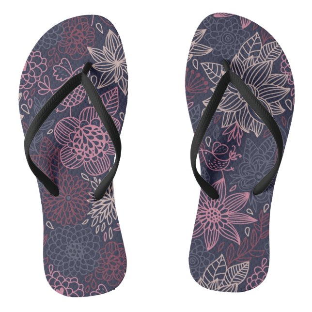 Floral pattern 4 3 flip flops (Footbed)