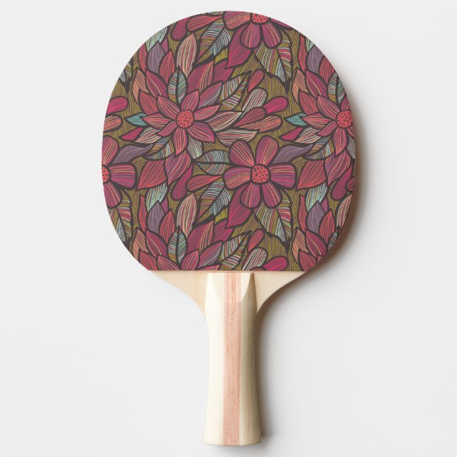 Floral pattern 4 ping pong paddle (Front)