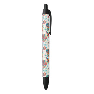 Floral pattern 5 black ink pen