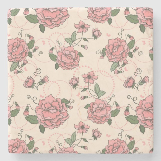 Floral pattern 5 stone coaster (Front)