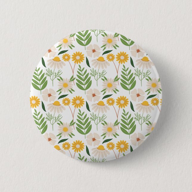 Floral Pattern 6 Cm Round Badge (Front)
