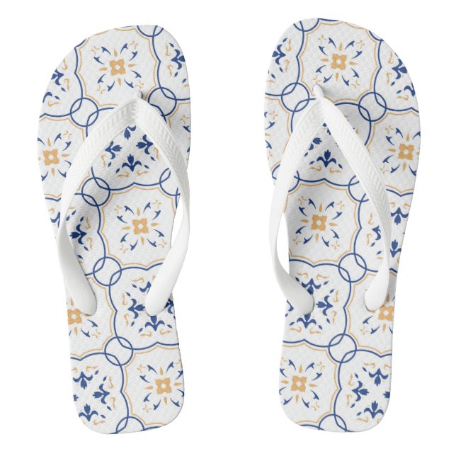 Floral Pattern 6 Flip Flops (Footbed)