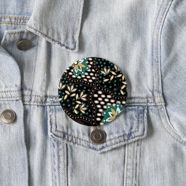 Floral Pattern  7.5 Cm Round Badge (In Situ)