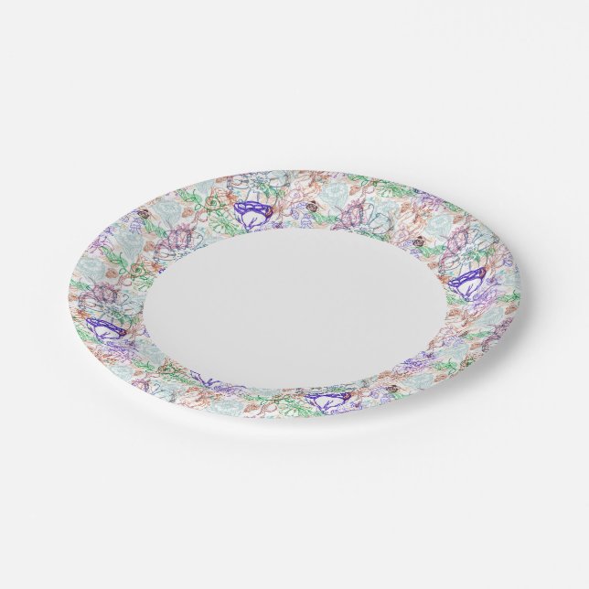 Floral Pattern 8 Paper Plate (Angled)