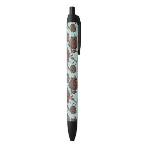Floral Pattern 9 Black Ink Pen