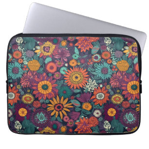 Floral Pattern, A Bouquet of Colorful Flowers Laptop Sleeve