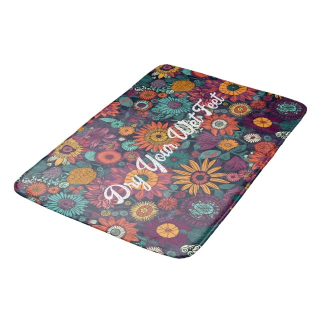 Floral Pattern, A Bouquet of Colourful Flowers Bath Mat (Angled)